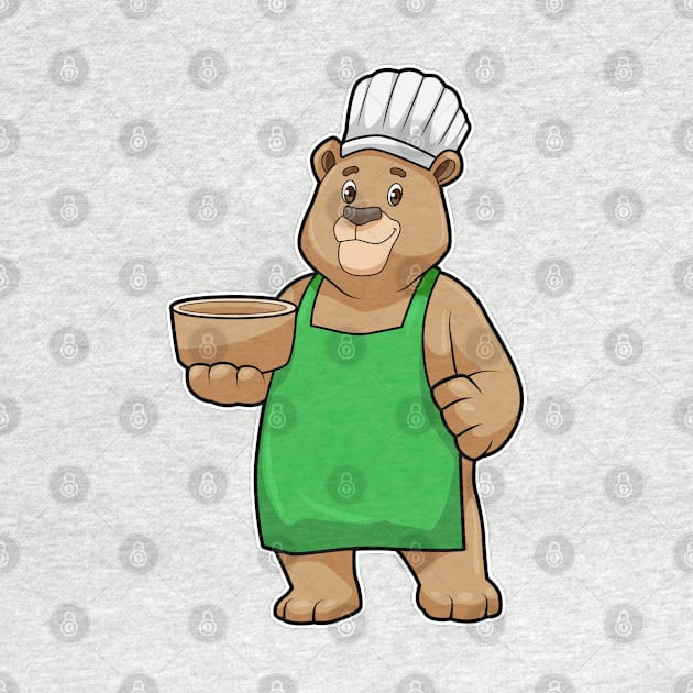 Bear as Cook with Cooking apron & Wooden bowl by Markus Schnabel